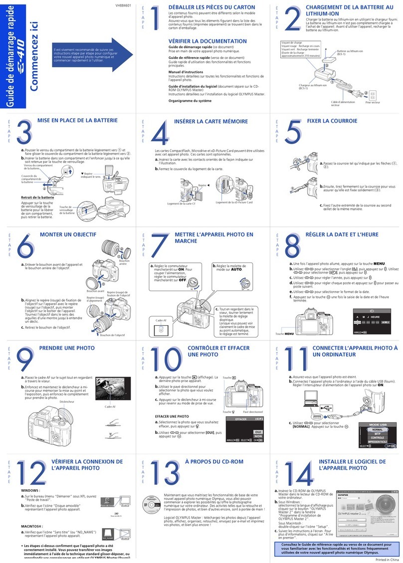 Olympus E420 - Evolt 10MP Digital SLR Camera Guide de démarrage rapide Olympus E420 - Evolt 10MP Digital SLR Camera Guide de démarrage rapide