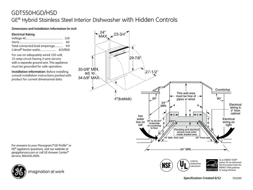 GE GDT550HSDSS Dimensions and installation information
