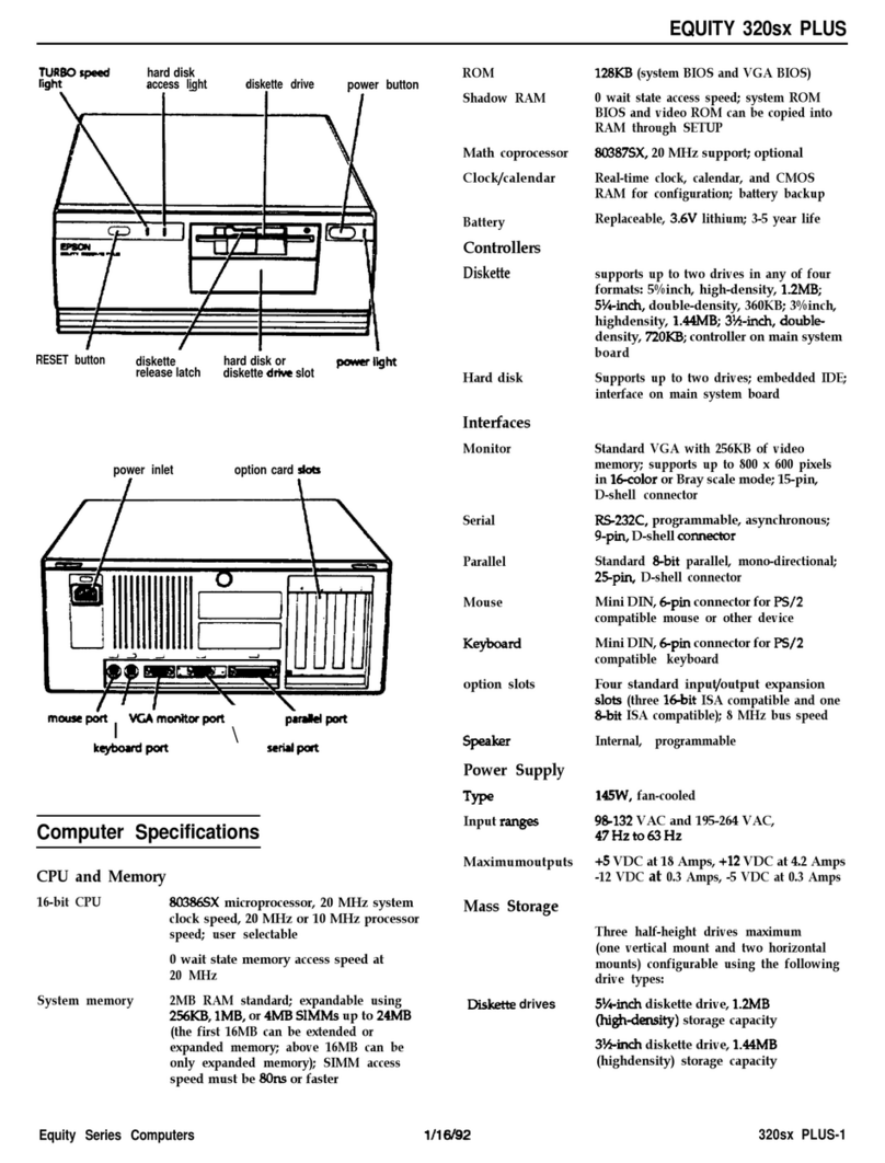 Epson Equity 320SX PLUS Installation and operation manual