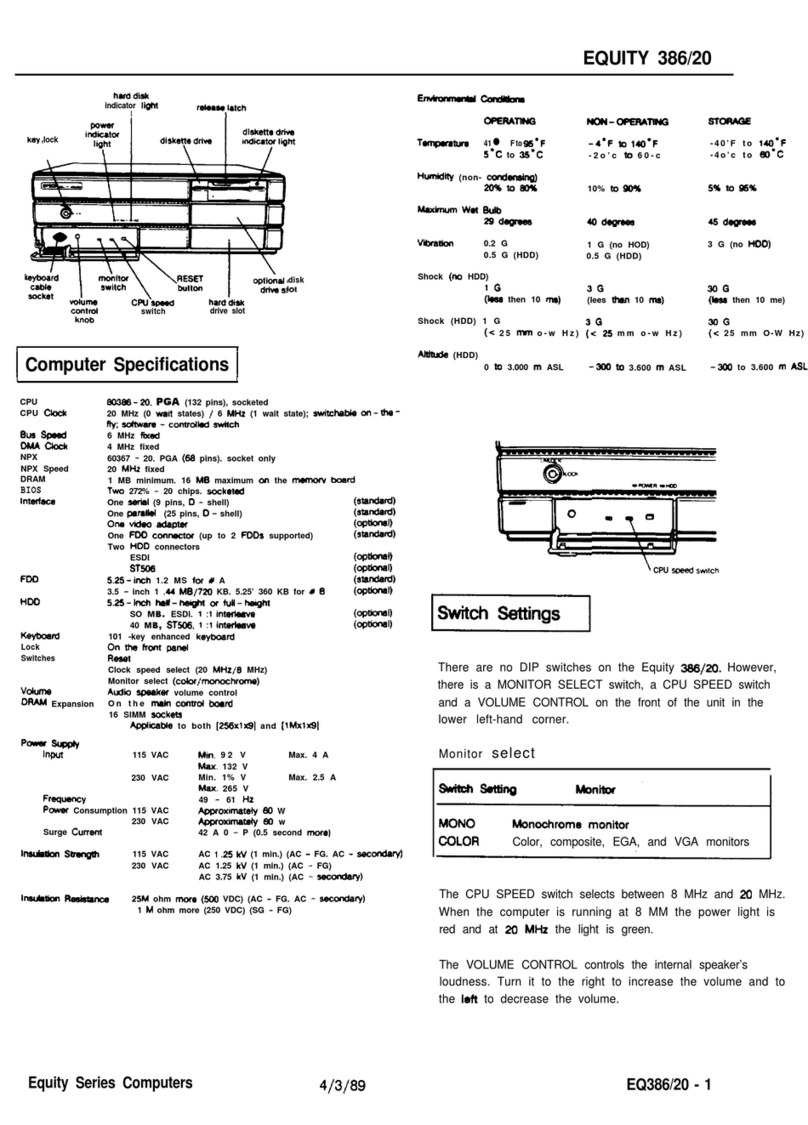 Epson Equity  386/20 Installation and operation manual
