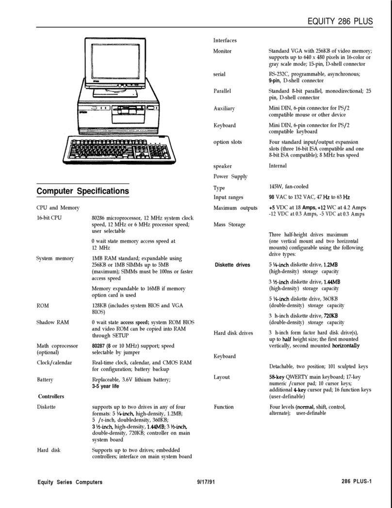 Epson Equity 286 PLUS Installation and operation manual