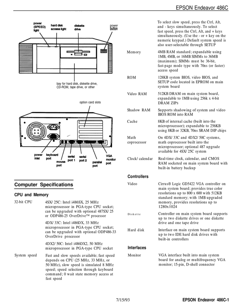 Epson Endeavor 486C Installation and operation manual