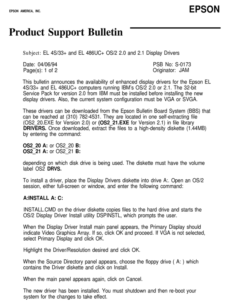 Epson EL 486UC+ Product support bulletin