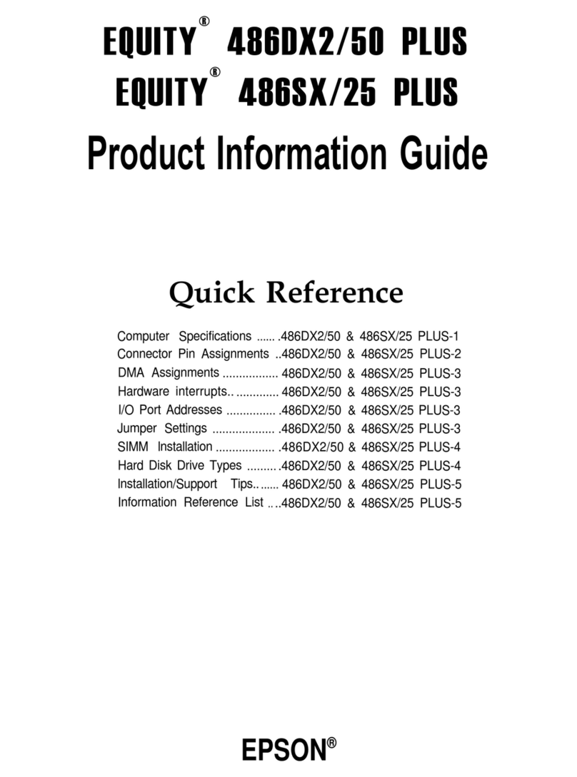 Epson Equity 486SX/25 PLUS Installation and operation manual