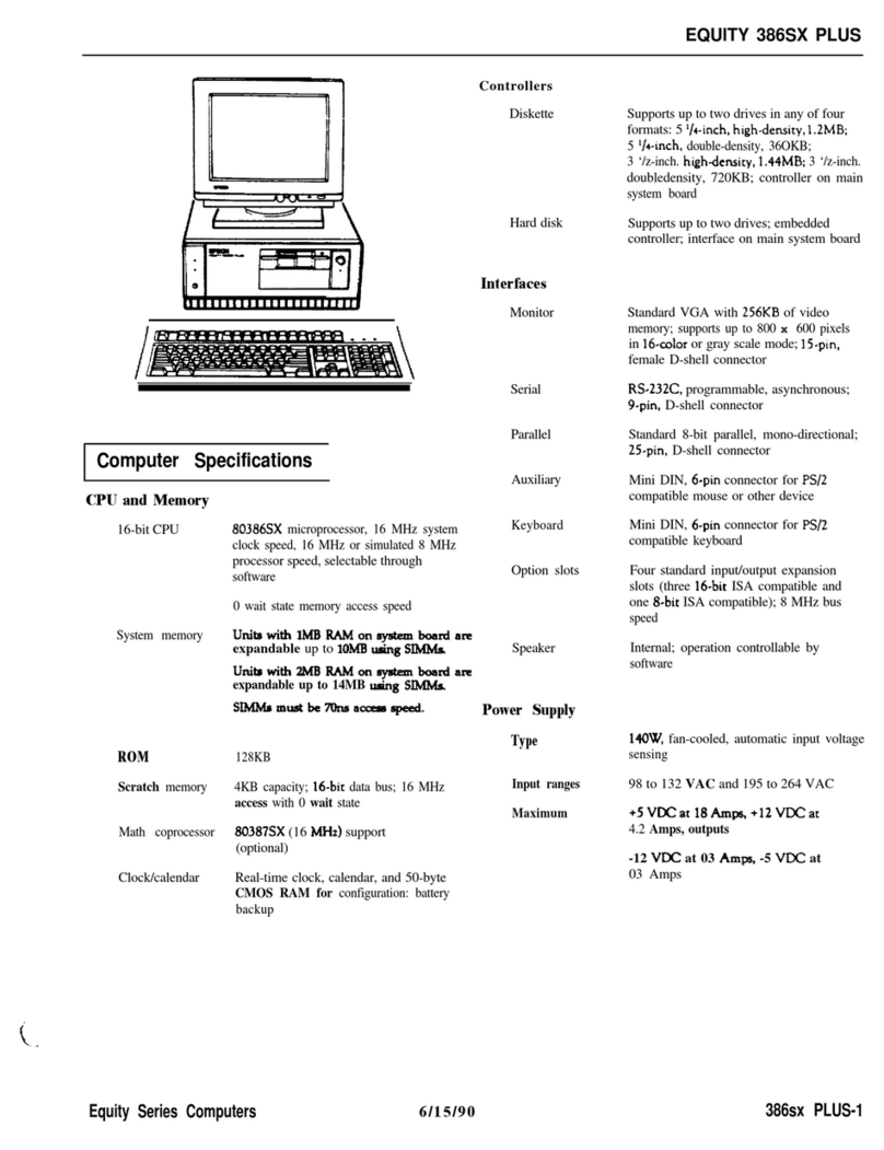Epson Equity 386SX PLUS Product information guide