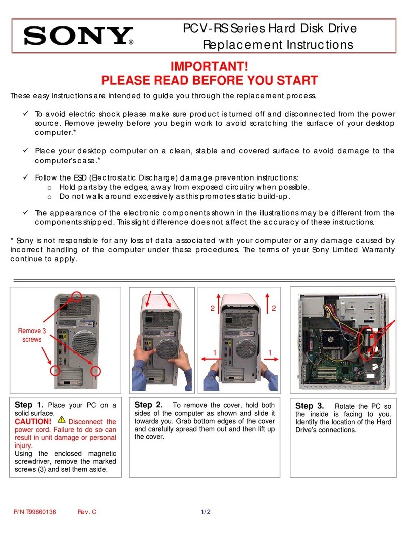 Sony PCV-RS101 - Vaio Desktop Computer Replacement instructions Sony PCV-RS101 - Vaio Desktop Computer Replacement instructions