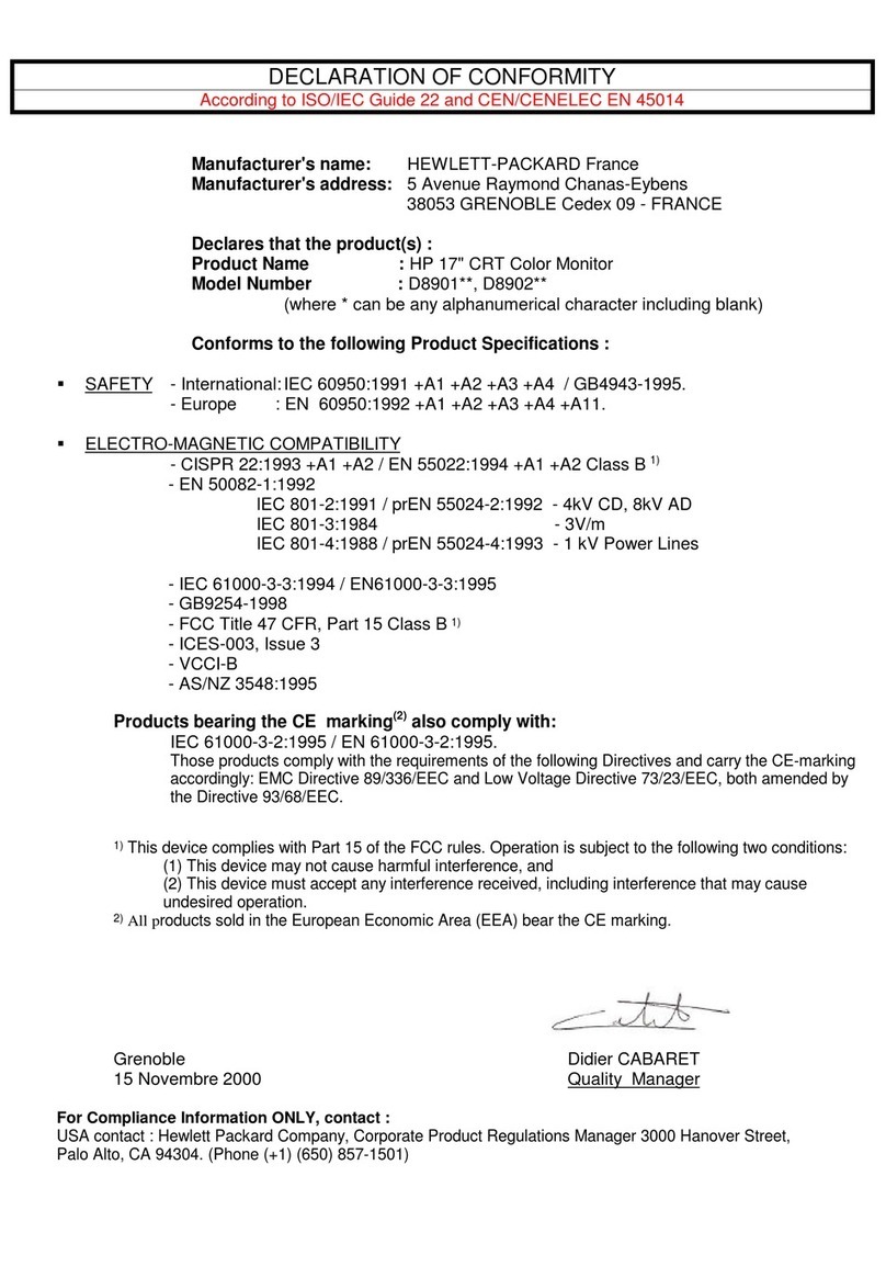 HP D8901A - 71 - 17" CRT Display Reference guide