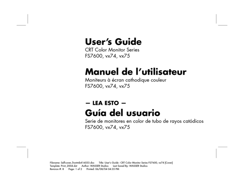 HP D5259A - Pavilion M70 - 17" CRT Display User manual