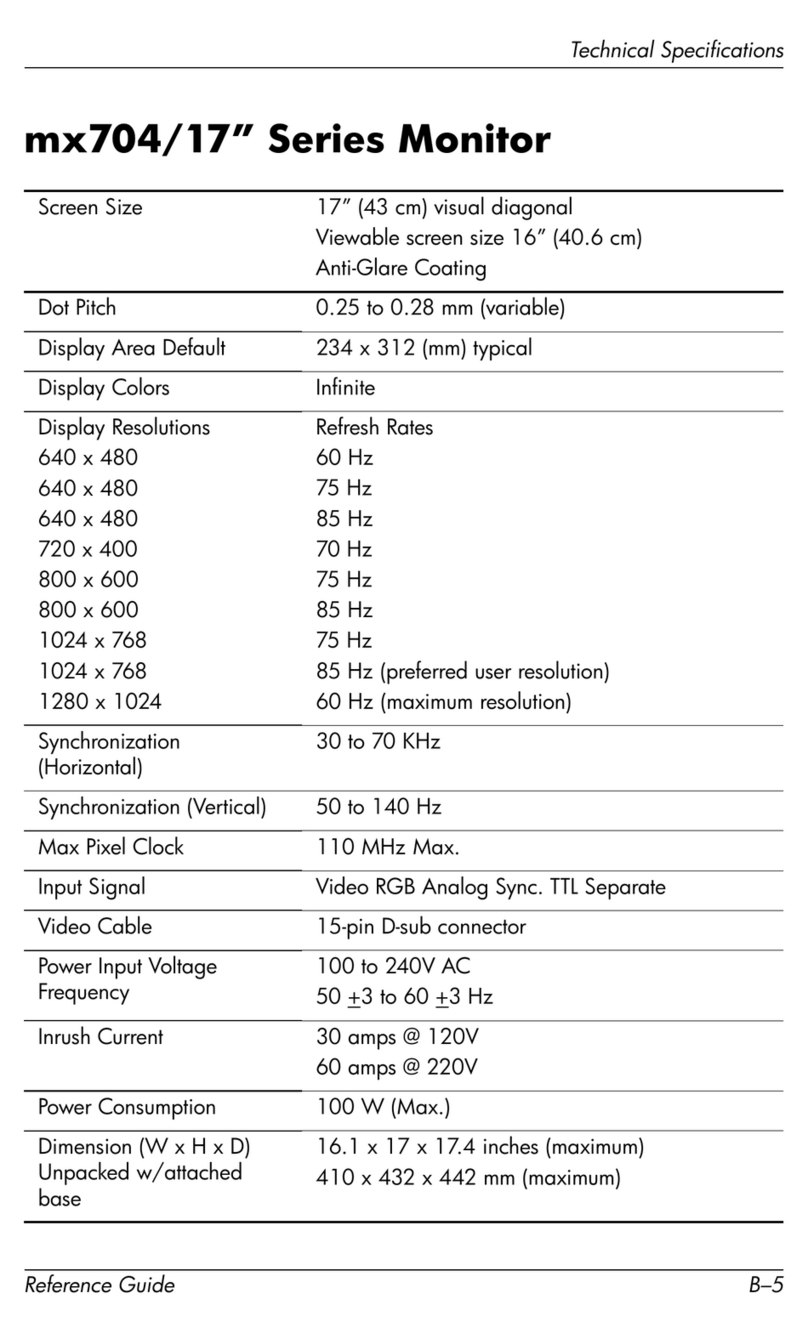 HP D5259A - Pavilion M70 - 17" CRT Display User manual