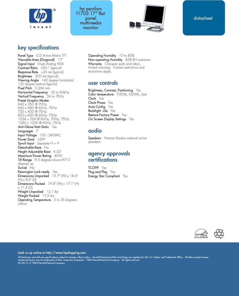 HP D5064S - Pavilion F70 - 17" LCD Monitor User manual