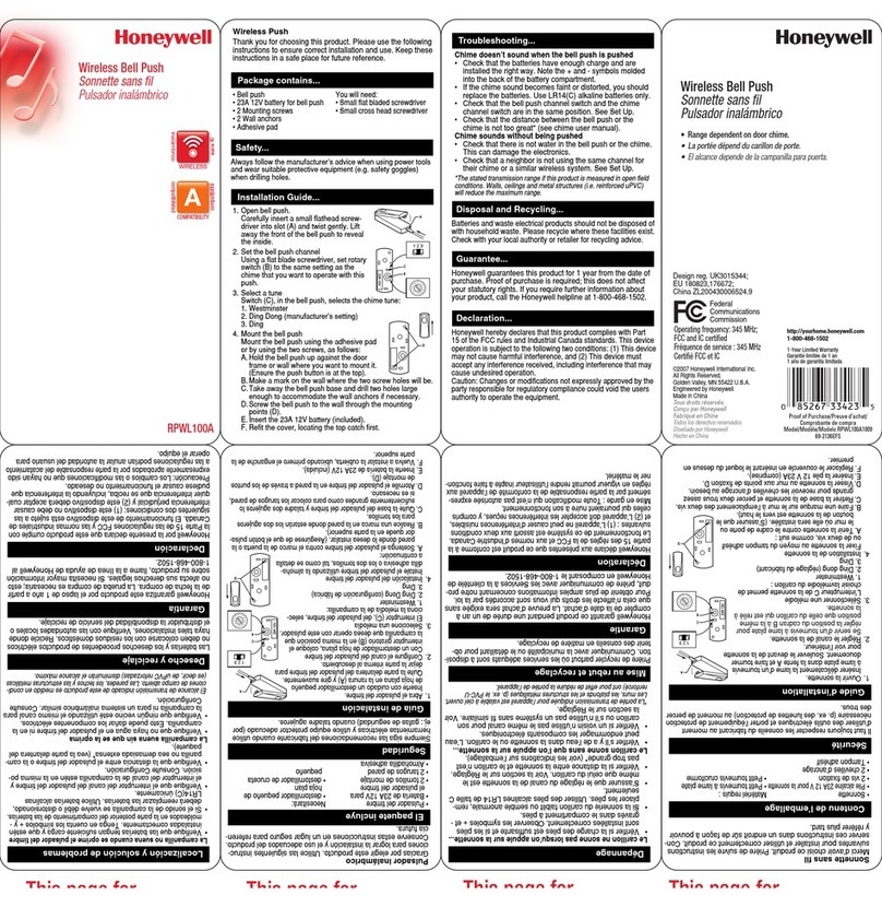Honeywell RPWL100A User manual