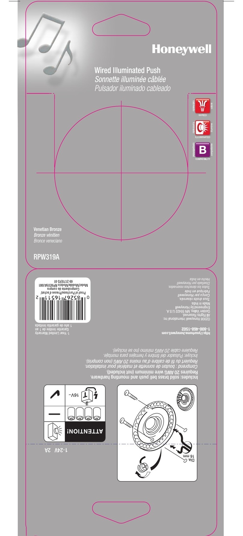 Honeywell RPW319 Instruction leaflet