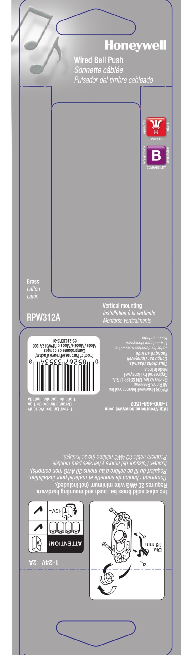 Honeywell RPW312 Instruction leaflet