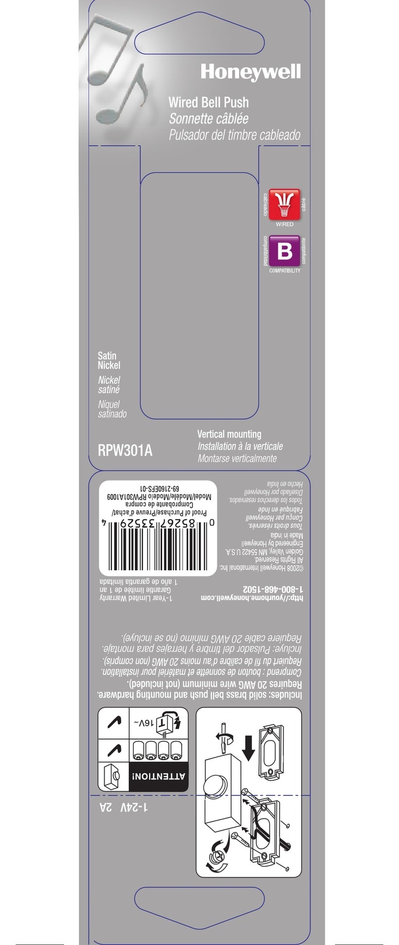 Honeywell RPW301 Installation guide