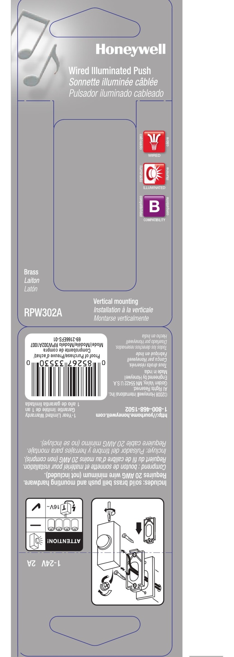 Honeywell RPW302 Installation guide