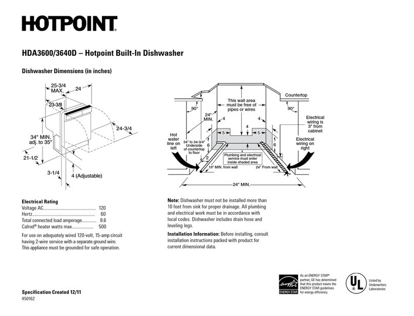 Hotpoint HDA3600DBB Specification sheet
