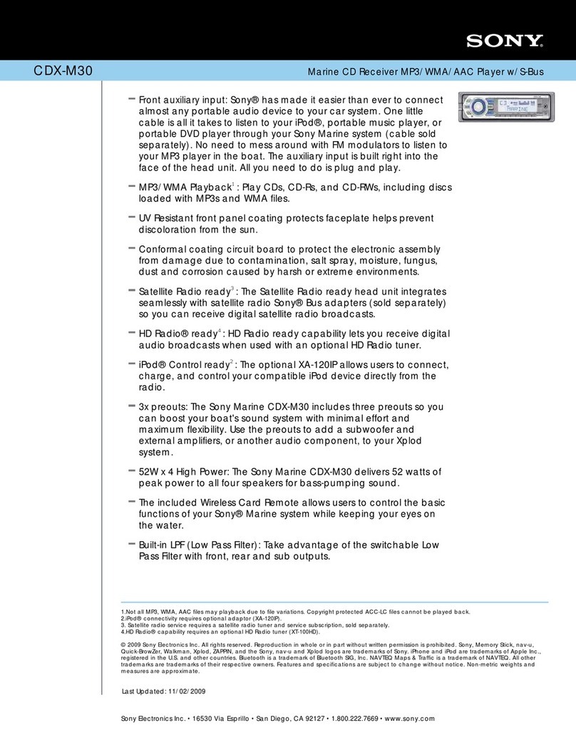 Sony CDXM60UI - Marine CD Receiver MP3/WMA/AAC... Specifications