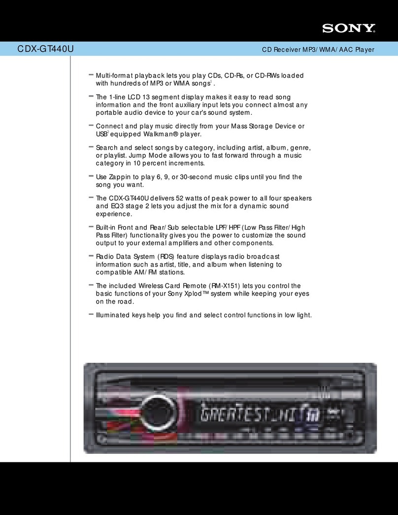 Sony CDX-GT440U - Fm/am Compact Disc Player Specifications
