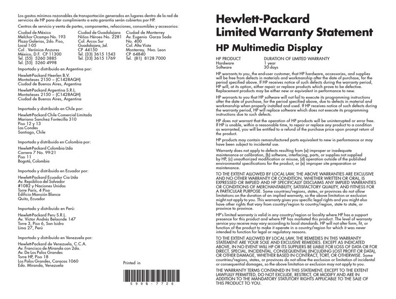 HP D5063H - Pavilion F50 - 15" LCD Monitor Use and maintenance manual