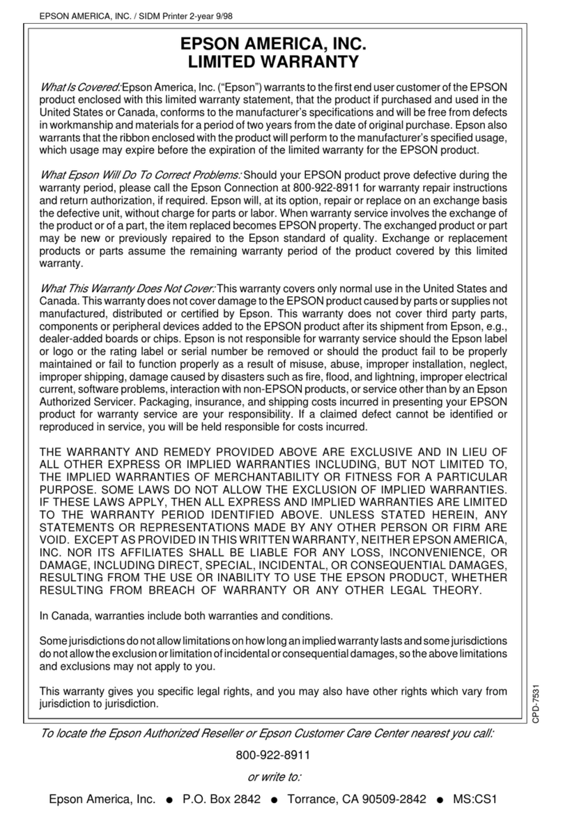 Epson C276001 - FX 980 B/W Dot-matrix Printer Use and maintenance manual