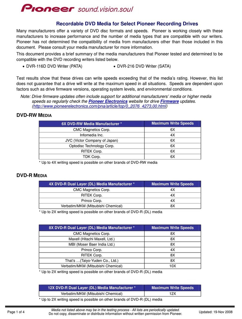 Pioneer DVR 116D - DVD±RW Drive - IDE datasheet