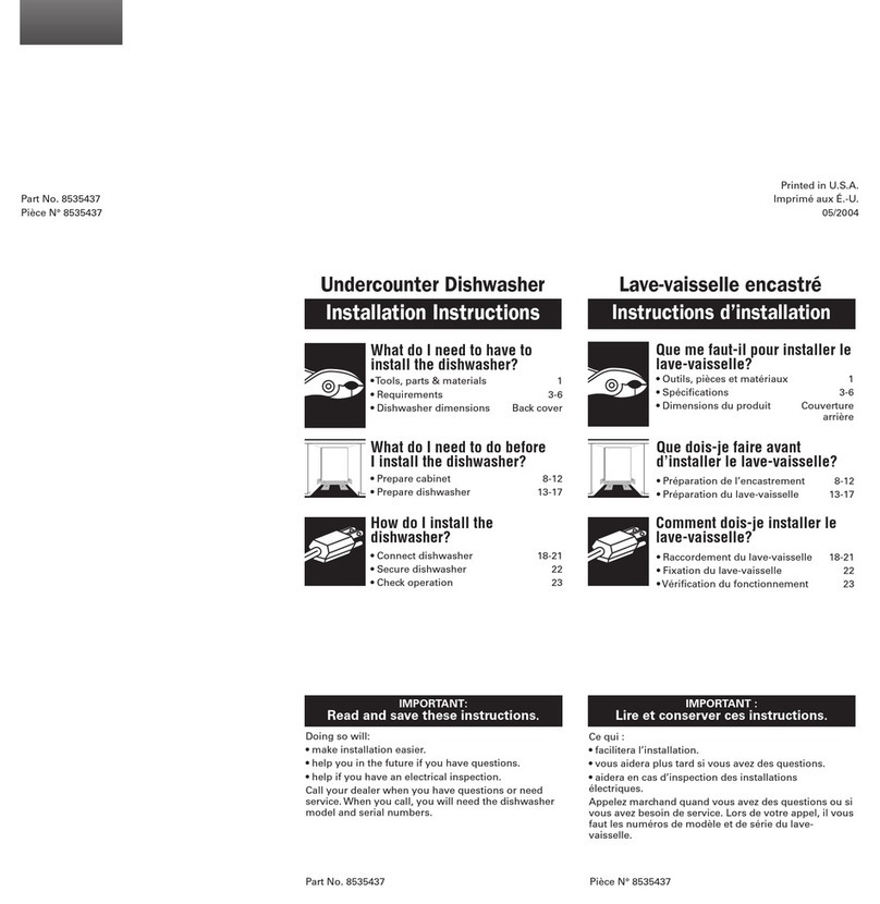 Whirlpool DU1100XTPB - Dishwasher - on installation instructions