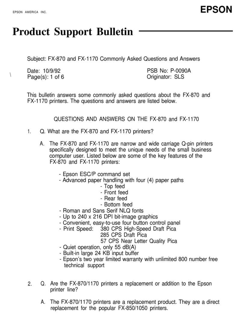 Epson FX 1170 - B/W Dot-matrix Printer Dimensions Epson FX 1170 - B/W Dot-matrix Printer Dimensions