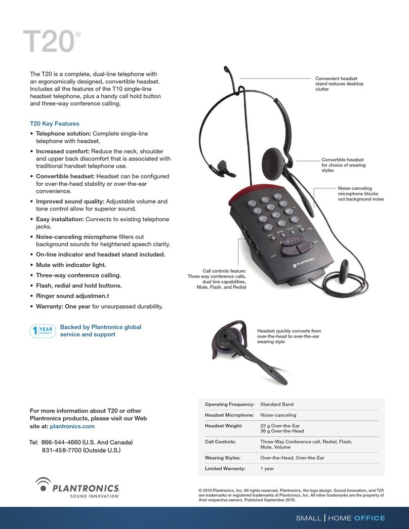 Plantronics T20 Owner's manual