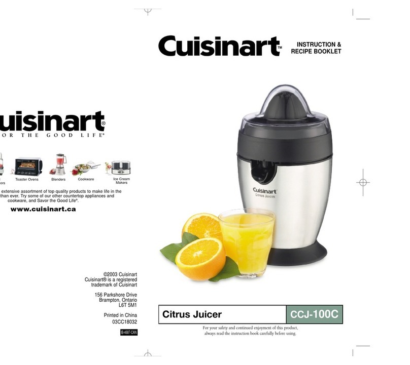 Cuisinart CCJ-100 - Citrus Pro Juicer Instruction/recipe booklet