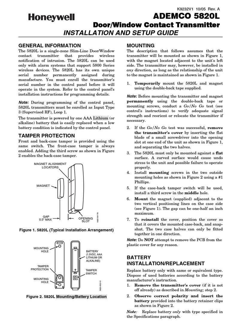 Honeywell 5820L - Slim Line Wireless Door/Window... Assembly instructions