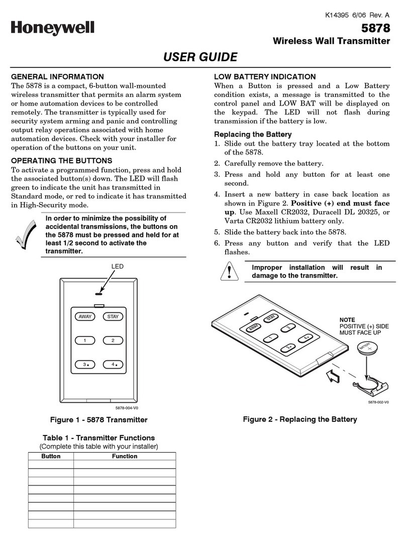 Honeywell 5878 - Wireless Wall Transmitter User manual Honeywell 5878 - Wireless Wall Transmitter User manual