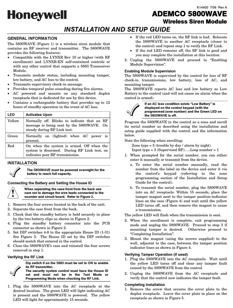 Honeywell 5800WAVE - Ademco Wireless Siren Assembly instructions