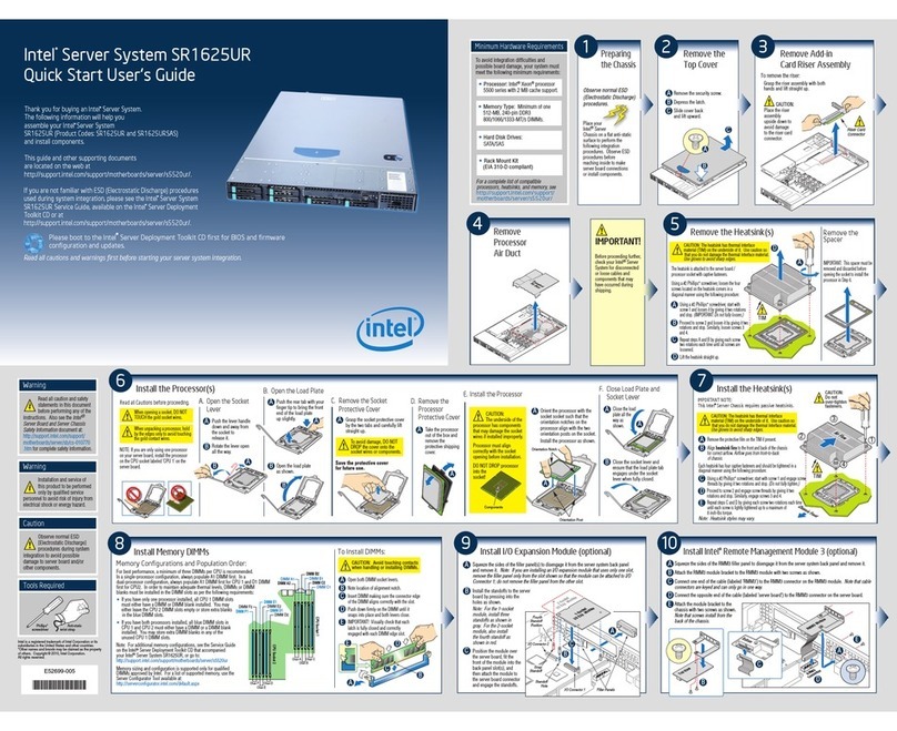 Intel SR1625UR - Server System - 0 MB RAM quick start guide Intel SR1625UR - Server System - 0 MB RAM quick start guide