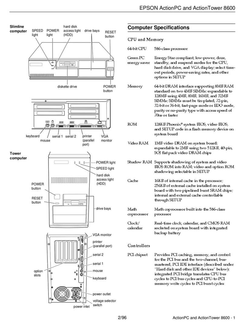 Epson ActionPC 8600 Installation and operation manual