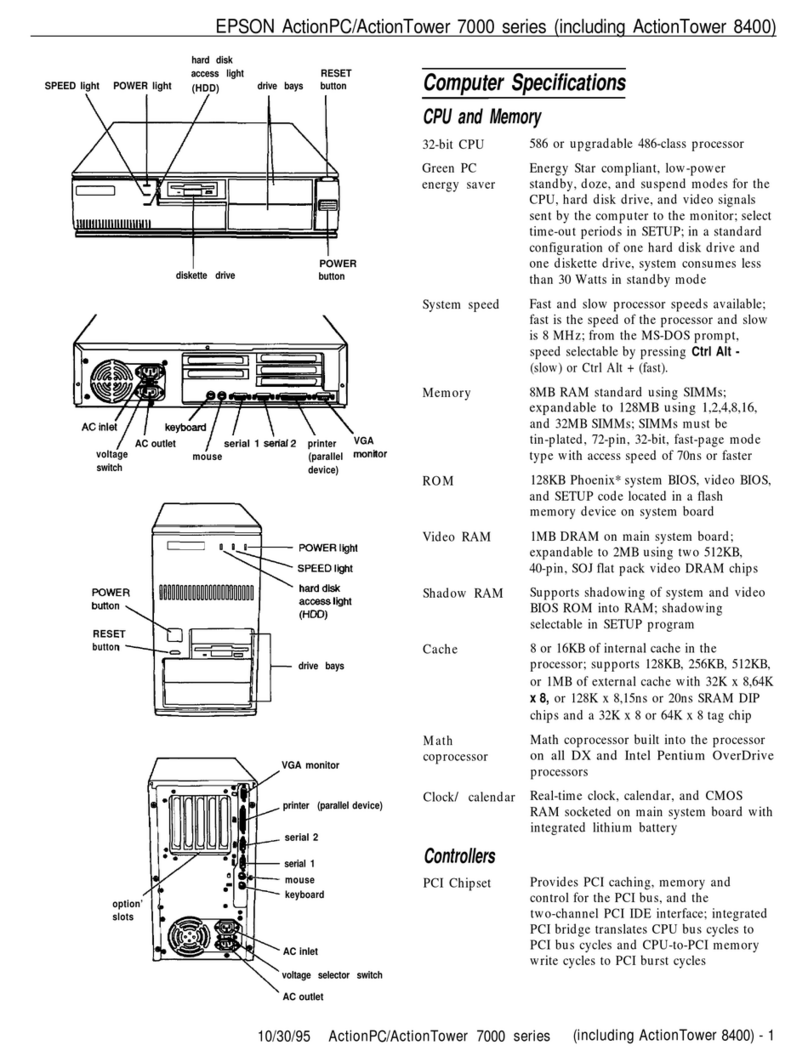 Epson ActionPC 7300 Installation and operation manual