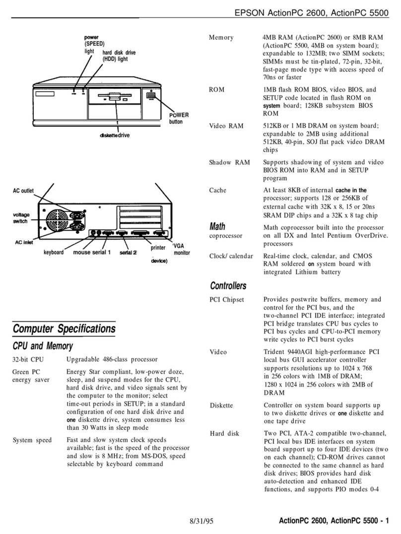 Epson ActionPC 2600 Installation and operation manual