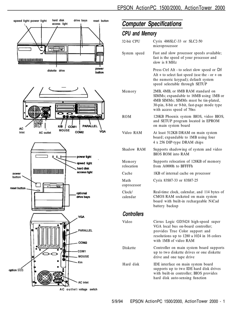 Epson ActionPC 1500 Installation and operation manual