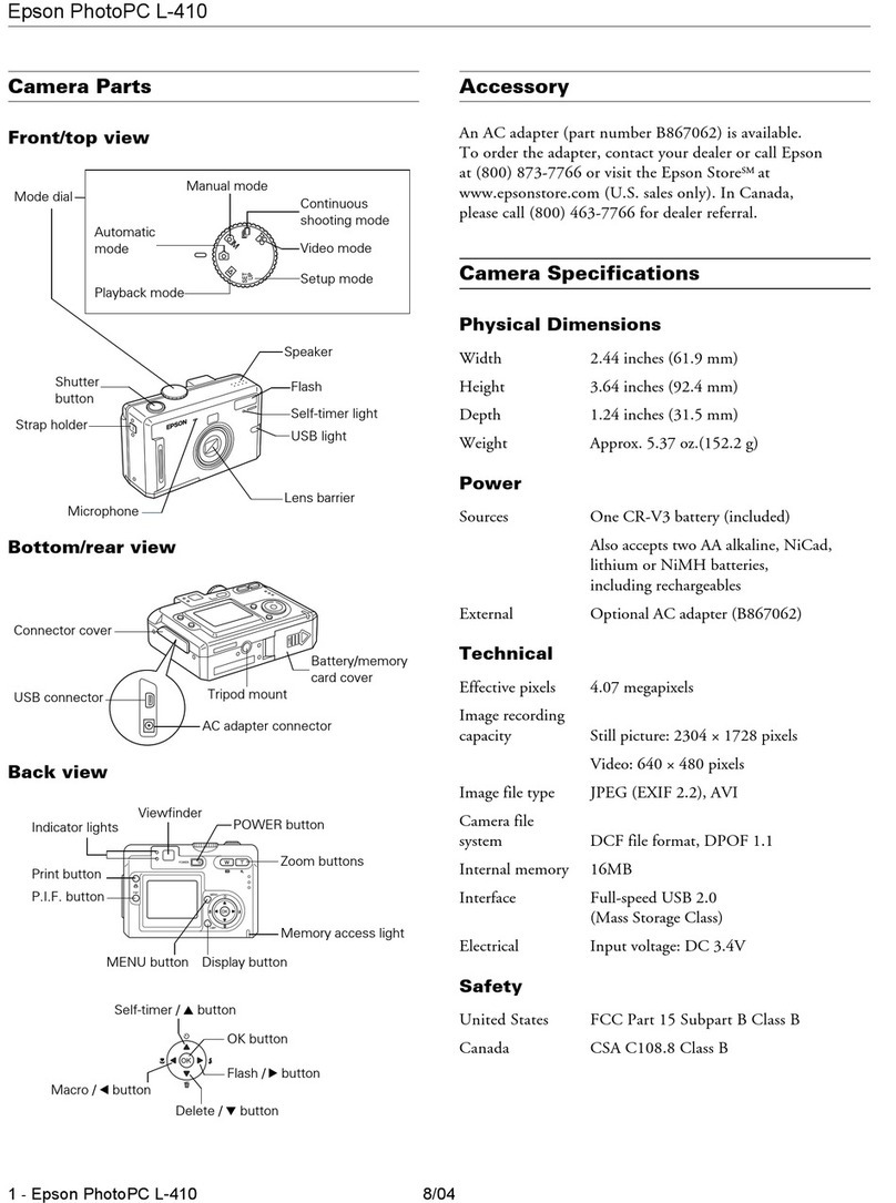 Epson PhotoPC L-410 Installation and operation manual
