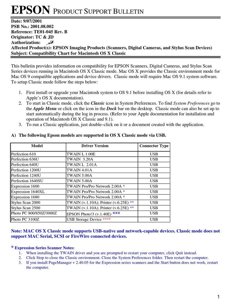 Epson SeriesPerfection 1240U Series Product support bulletin Epson SeriesPerfection 1240U Series Product support bulletin