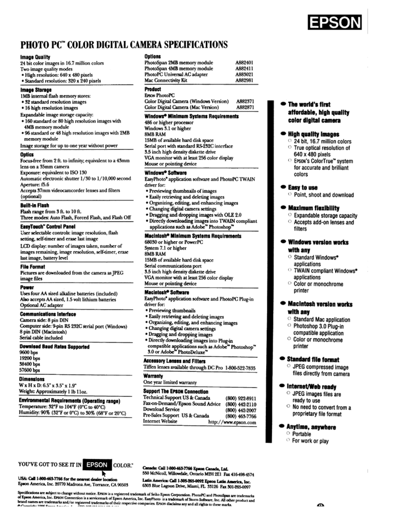 Epson PhotoPC - Color Digital Camera User manual