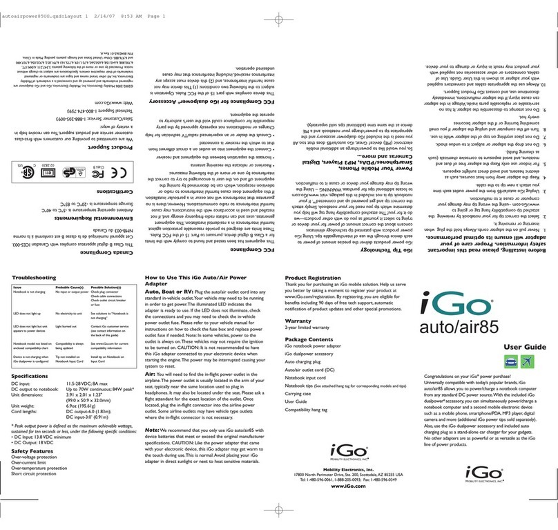 I-GO AUTO AIR 85 manual