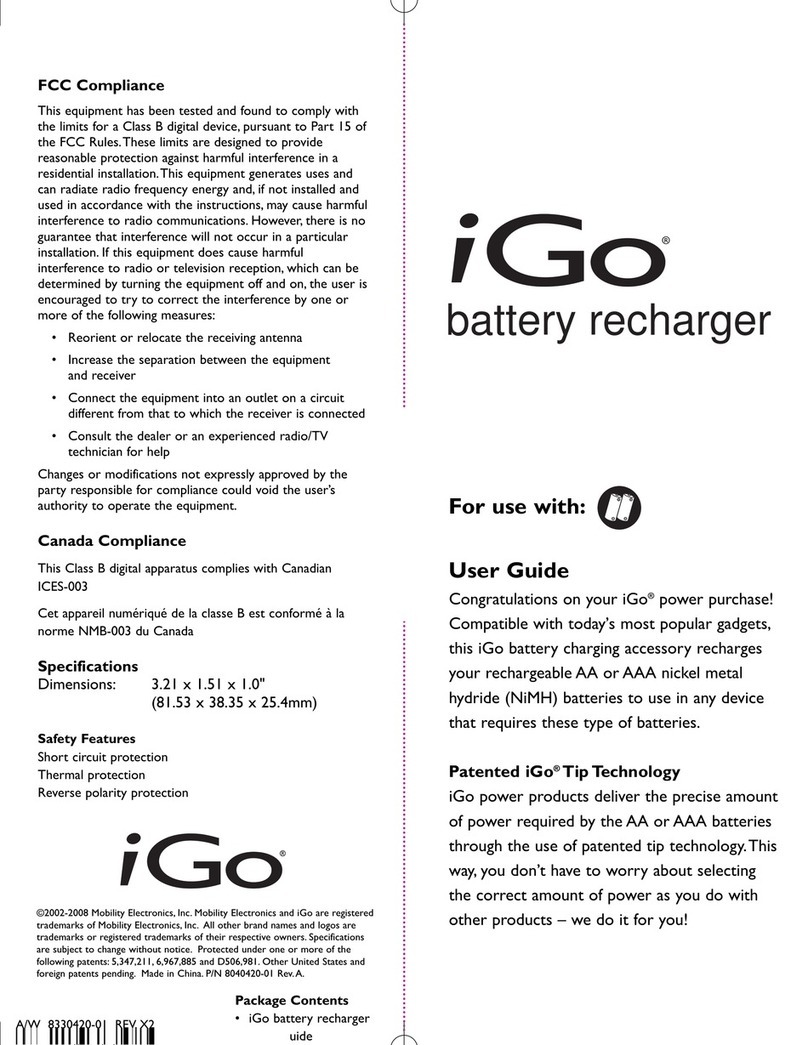 I-GO BATTERY RECHARGER user guide