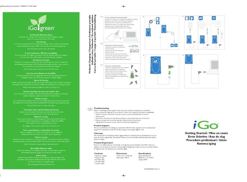 I-GO NETBOOK WALL CHARGER - QUICK GUIDE 2 User manual