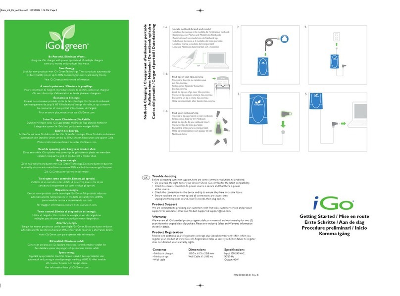 I-GO NETBOOK TRAVEL CHARGER User manual