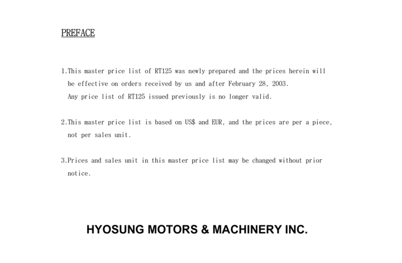HYOSUNG KARION RT125 Instruction Manual HYOSUNG KARION RT125 Instruction Manual