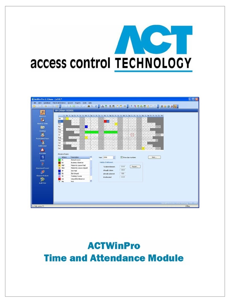 ACT WIN PRO - TIME AND ATTENDANCE manual