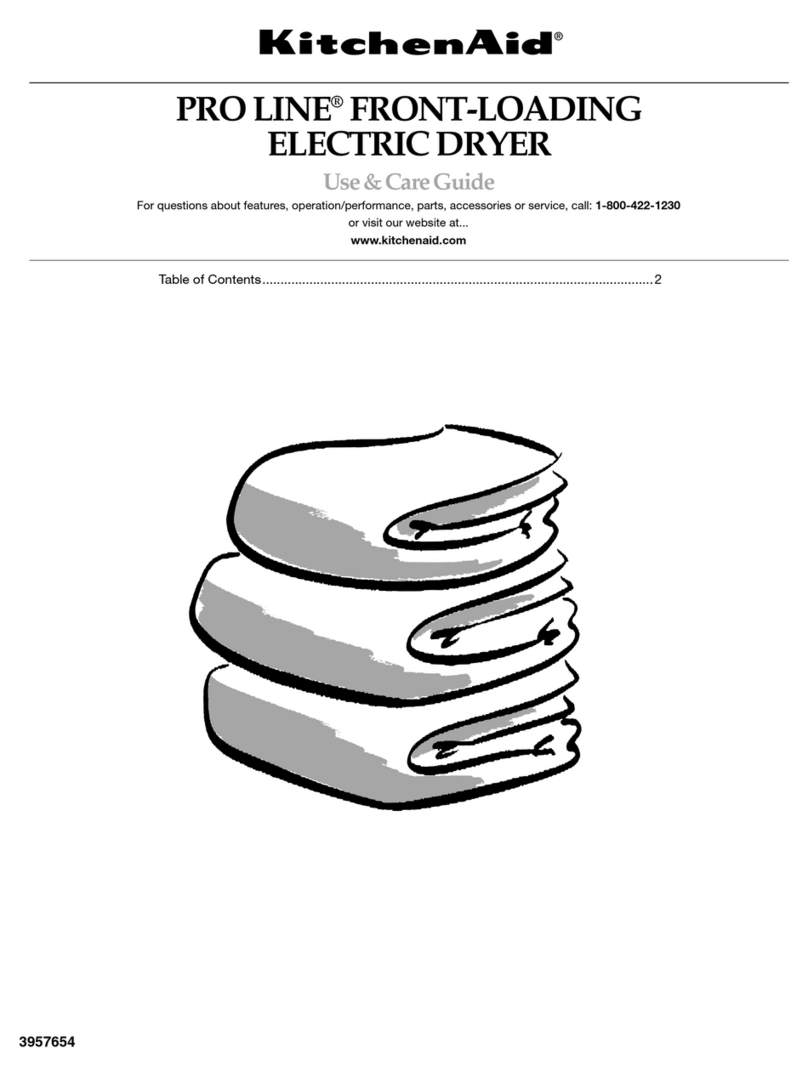 KitchenAid KHEV01RSS - Pro Line Plus Electric Dryer User manual