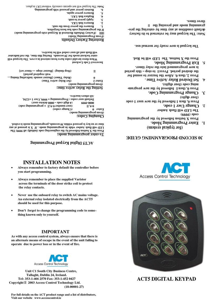 ACT 5 DIGITAL KEYPAD Quick start guide