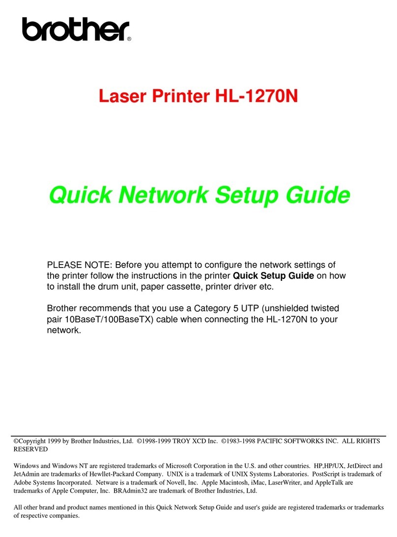Brother HL 1270N - B/W Laser Printer Quick network setup guide