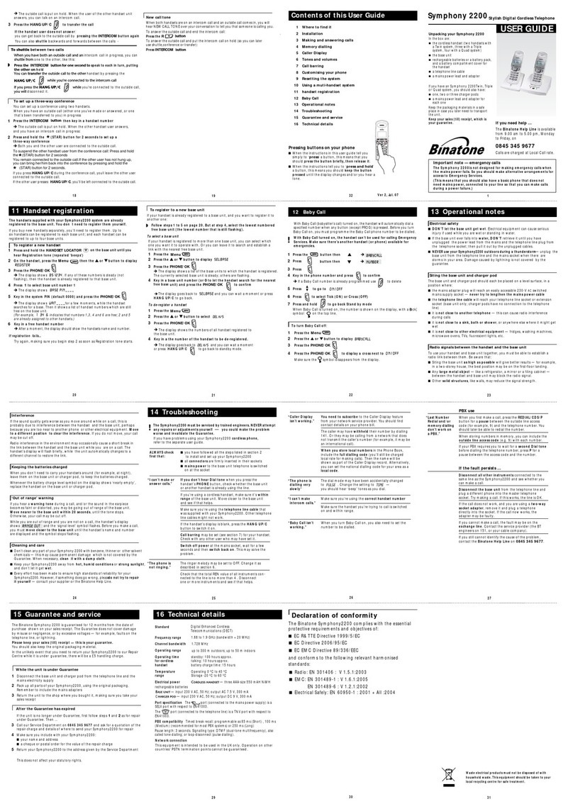 Binatone SYMPHONY 2200 User manual